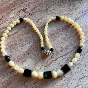 Adorable mother of Pearl onyx necklace
